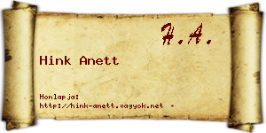 Hink Anett névjegykártya